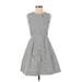 Gap Casual Dress - Mini High Neck Sleeveless: Gray Stripes Dresses - Women's Size 0