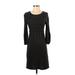 Max Studio Casual Dress Scoop Neck 3/4 sleeves: Black Solid Dresses - Women's Size X-Small