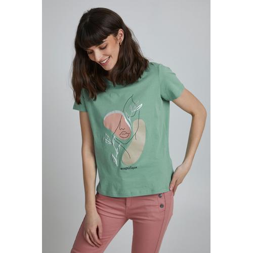 „Print-Shirt FRANSA „“Fransa FRFEFRESH 1 T-Shirt – 20610304″“ Gr. l, grün (malachite green mix) Damen Shirts Jersey“