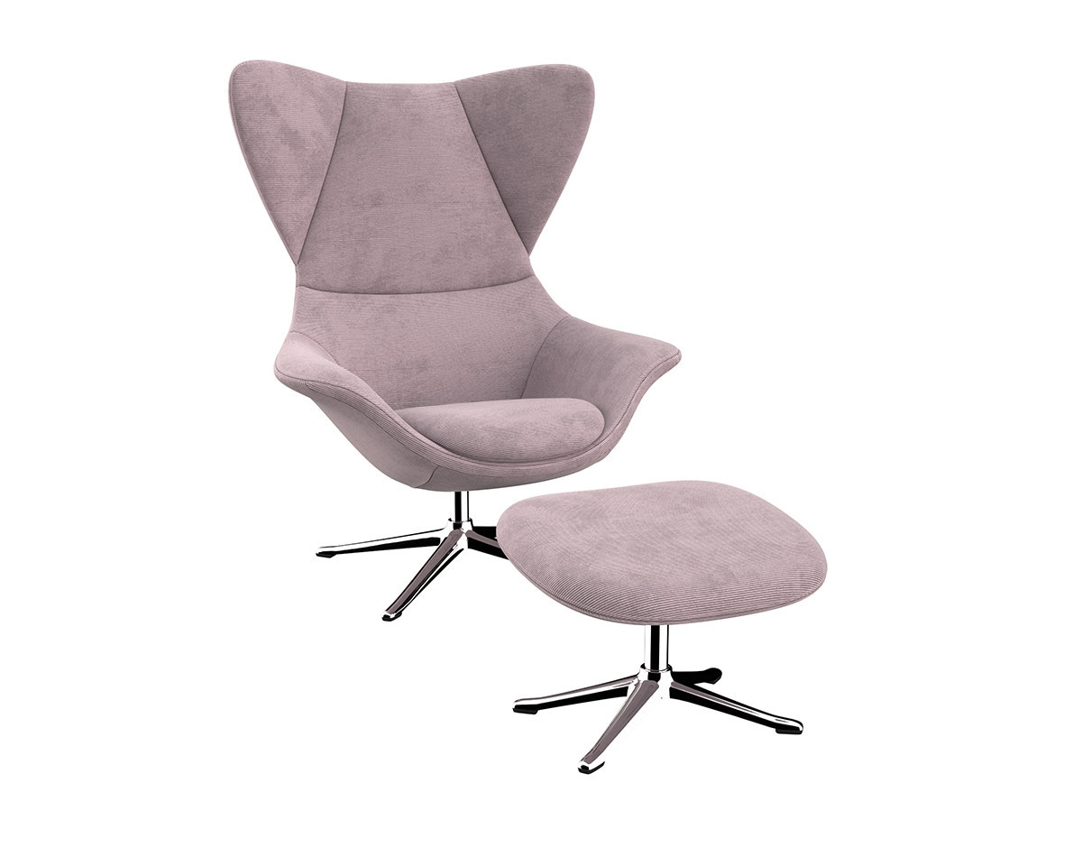 Ohrensessel FLEXLUX "Stilo Relaxsessel, TV-Sessel, OTTOs Choice", lila (soft lavender), B:90cm H:115cm T:88cm, 85% Polyester/15%Polyamide, Sessel, Solitär, Stil-Ikone, drehbar, Fuß Aluminium Image