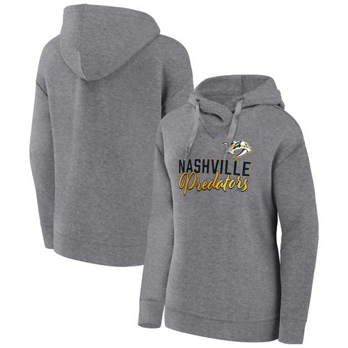 Damen Nashville Predators Script Favorite Fanatics Heather Gray Kapuzenpullover