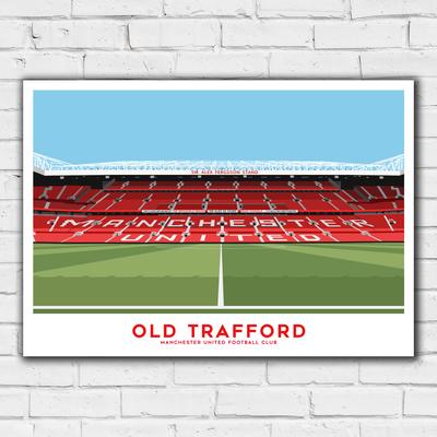 Manchester United Old Trafford SAF Stand Illustration Print – A3 Image
