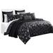 Eve 10 Piece King Comforter Set, 3 Pillows, Luxurious Black Woven Jacquard