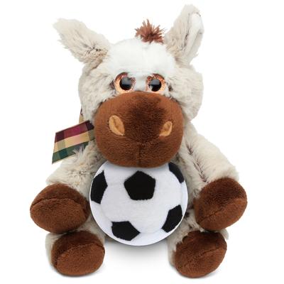 DolliBu Huggable Floppy Donkey Stuffed Animal with Soccer Ball Plush - 7 inches