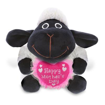 DolliBu Happy Mother’s Day Soft Plush Black Nose Sheep with Pink Heart - 6 inches