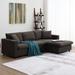 Convertible Sectional Sofa Couch, 4 Seat L-Shaped Sofa with Ottoman and 2 Free Pillows, Modern Sofa Couch for Living Room