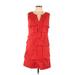 Ann Taylor LOFT Outlet Casual Dress - Mini V-Neck Sleeveless: Red Print Dresses - Women's Size 10