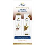 Dove Shampoo And Conditioner Set - Anti-Frizz Oil Therapy With Sweet Almond Oil Hair Care Products For Women Dry Hair Treatment 12 Oz (2 Piece Set)