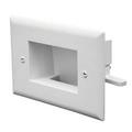 [Pack of 2] Easy Mount Recessed Low Voltage Cable Pass-through Plate Slim-fit for wall cavities to 3/4 inch depth White