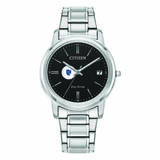 Women's Citizen Watch Silver Macalester Scots Eco-Drive Black Dial Stainless Steel