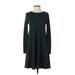 Old Navy Casual Dress - A-Line Crew Neck Long sleeves: Green Solid Dresses - Women's Size X-Small