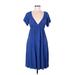Gap Casual Dress Plunge Short sleeves: Blue Print Dresses - Women's Size Medium