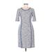 Connected Apparel Casual Dress - Sheath: Blue Tweed Dresses - Women's Size 8