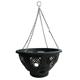 Elixir Gardens Black Plastic Easy to Fill Hanging Basket | Strong Outdoor Flower Display & Plant Container Pots | Quantities from 1-36 | 12 or 14 inch & optional Wall Brackets | 14" Basket x 4