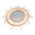 HOMSFOU 1Pc rattan mirror nordic decor rustic frames framed bedroom mirror rattan rocker wall mirror Photographing Mirror Willow-woven Mirror round Gift Hanging ring hanging mirror antique