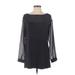 DKNY Casual Dress - Shift Boatneck Long sleeves: Black Dresses - Women's Size Small