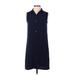 Ann Taylor LOFT Casual Dress - Shift: Blue Solid Dresses - Women's Size 0