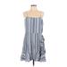 Express Outlet Casual Dress - A-Line: Blue Print Dresses - Women's Size Large