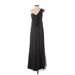 Mori Lee Casual Dress - A-Line Plunge Sleeveless: Black Print Dresses - Women's Size 3