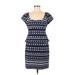Nanette Lepore Casual Dress - Sheath: Blue Jacquard Dresses - Women's Size 6