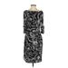 Karl Lagerfeld Paris Casual Dress - Sheath Boatneck 3/4 sleeves: Black Floral Dresses - Women's Size 4