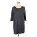 Tacera Casual Dress - Shift Scoop Neck 3/4 sleeves: Gray Marled Dresses - Women's Size X-Large