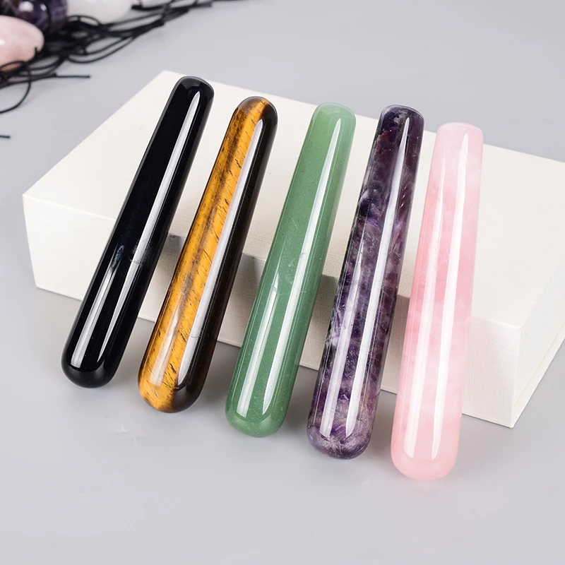Baguette de Massage Yoni, cristal naturel, Quartz minéral, stylo à points d