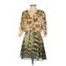 Jessica Simpson Casual Dress - A-Line V Neck 3/4 sleeves: Green Dresses - Women's Size Small