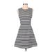 Express Casual Dress - A-Line: Black Stripes Dresses - Women's Size 2