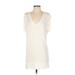 Anna Grace Casual Dress - Shift Plunge Sleeveless: Ivory Solid Dresses - Women's Size Small