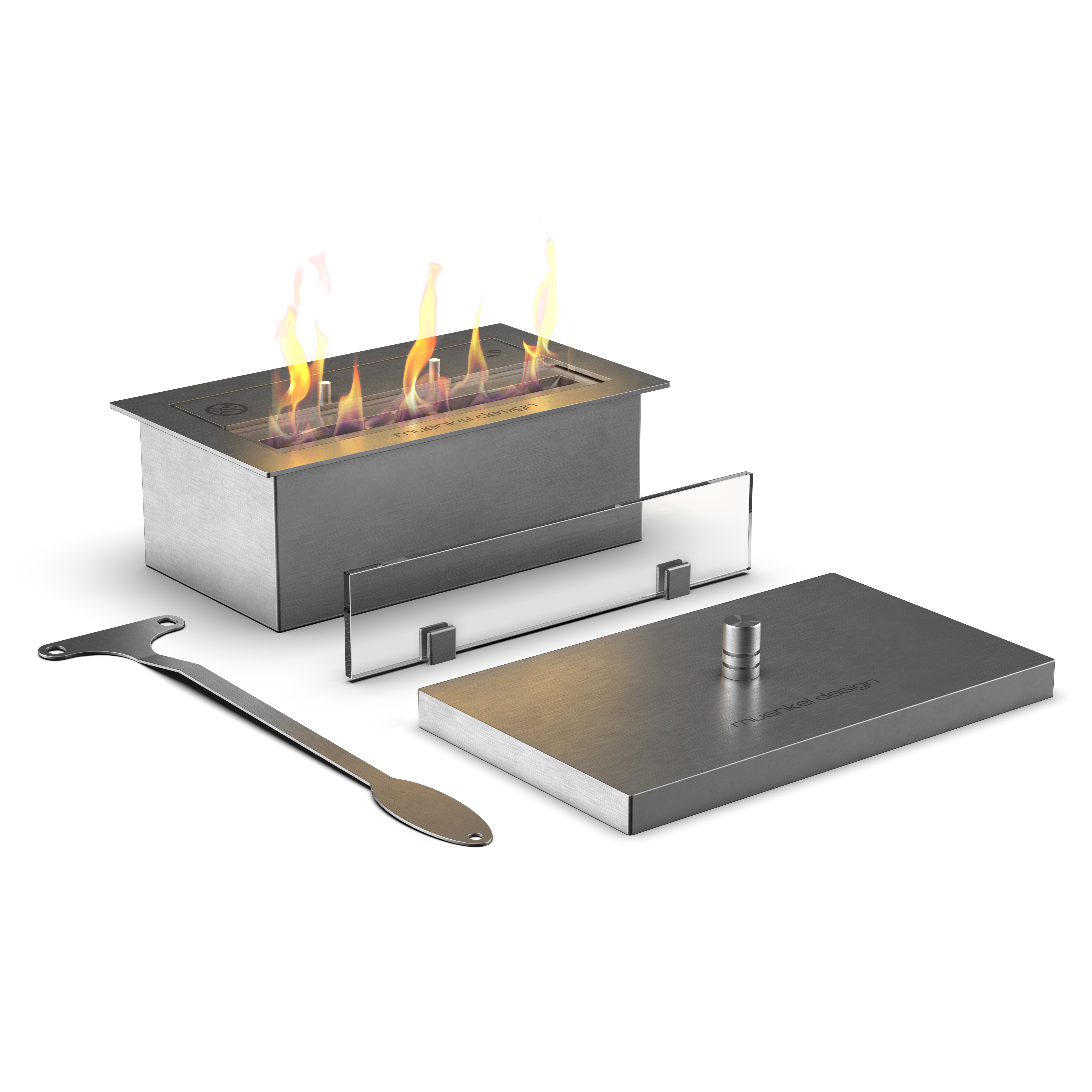 muenkel design safety burner [manueller Ethanol Brenner]: 290 mm - 1x Schutzglas Image