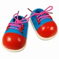 2Pcs Kids Montessori Educational Wooden Toys Tie Shoes Lace up Shoes Toys Toddler Lacing Shoes Early