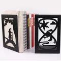 Hollow-out Metal Bookends Hourglass Design Metal Bookends for Home Office Decorative Book Stoppers