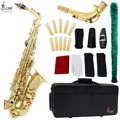 Eb Alto Saxophone Brass Lacquered Gold Professional Woodwind Instrument E Flat Sax With Case Strap