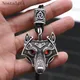 Norse runes Bead Viking Wolf Pendant With Red/black/green Eyes Amulet Necklace Original Animal