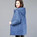 Winter Warm Big Size 4xl Hooded Parkas Coats Women Loose Mid Length Down Cotton Overcoats Thicken
