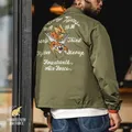 Maden Vintage A2 Bomber giacche per uomo Yokosuka ricamo giacca da volo cappotti da Baseball verde