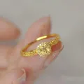 Fashion 14K Color Four Small Sugar Citrine Zircon Ring for Women Bride Party Luxury Rings Wedding