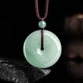 Genuine Natural Jade A Burmese Emerald Gemstone Pendant 26mm Necklace Round Donut Women Men Barrel
