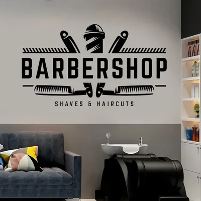 Text Stil Kann Angepasst Werden für Friseur Barbershop Wand Aufkleber Rasieren Rasierer Barbershop Image
