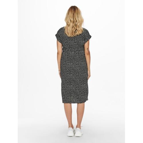 „Umstandskleid ONLY MATERNITY „“OLMHANNOVER S/S SHIRT DRESS WVN NOOS““ Gr. XS (34), N-Gr, schwarz (black aop:cloud dancer graphic) Damen Kleider Umstandskleider“