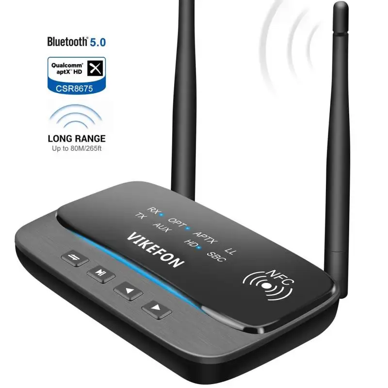 Nfc 80m bluetooth 5,0 sender empfänger bypass aptx ll hd drahtloser audio adapter spdif rca aux 3,5mm für tv pc auto kopfhörer Image