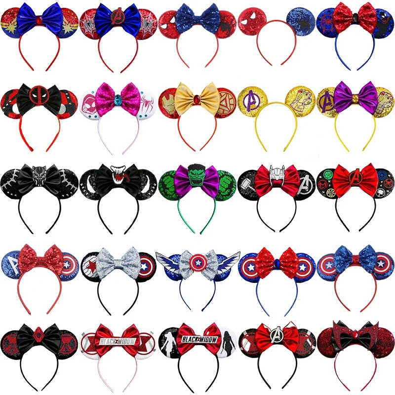 Die Rächer Ohren Stirnband Frauen Disney Wunder Superheld Spider-Man Haarband Mädchen schwarze Witwe Eisen Mann Haarschmuck Kind Geschenk Image