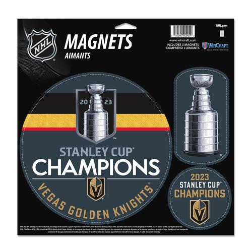 WinCraft Vegas Golden Knights 2023 Stanley Cup Champions Dreierpack Vinyl-Magnetset für drinnen und draußen