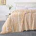 2 Piece Set 100% Microfiber Polyester Super Soft and Warm Flannel Plush Blanket, Light Brown Stripe Blanket for Bed or Sofa