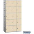 Salsbury Industries B1352576 Five Tier 15 Door Unassembled Plastic Locker Tan - 12.75 x 18 x 14.62 in.