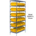 Quantum Storage Systems W7-18-30 Chrome Wire Shelving with 30 QuickPick Double Open Bins Yellow - 18 x 36 x 74 in.