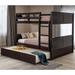 Solid Pine Wood Bunk Bed Frame Full Over Full Bunk Bed with Removable Trundle Bed Frame and Ladder for Kids Bedroom