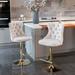 Set of 2 Velvet Swivel Bar Stools Adjusatble Seat Height from 25-33 Inch, Metal Base Kitchen Island Stools with Nailheads