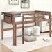 Sturdy Wooden Loft Bed Frame with Hanging Clothes Racks, Twin/ Full Size Loft Bed Frame with Guardrails and Ladder